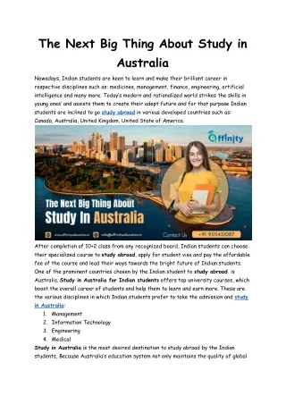 The Next Big Thing About Study in Australia