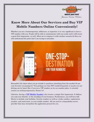 know more about our services and buy vip mobile