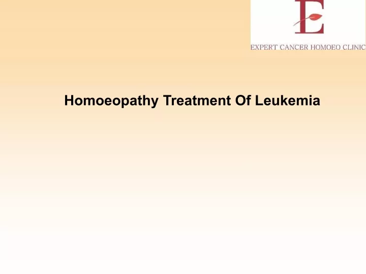 homoeopathy treatment of leukemia