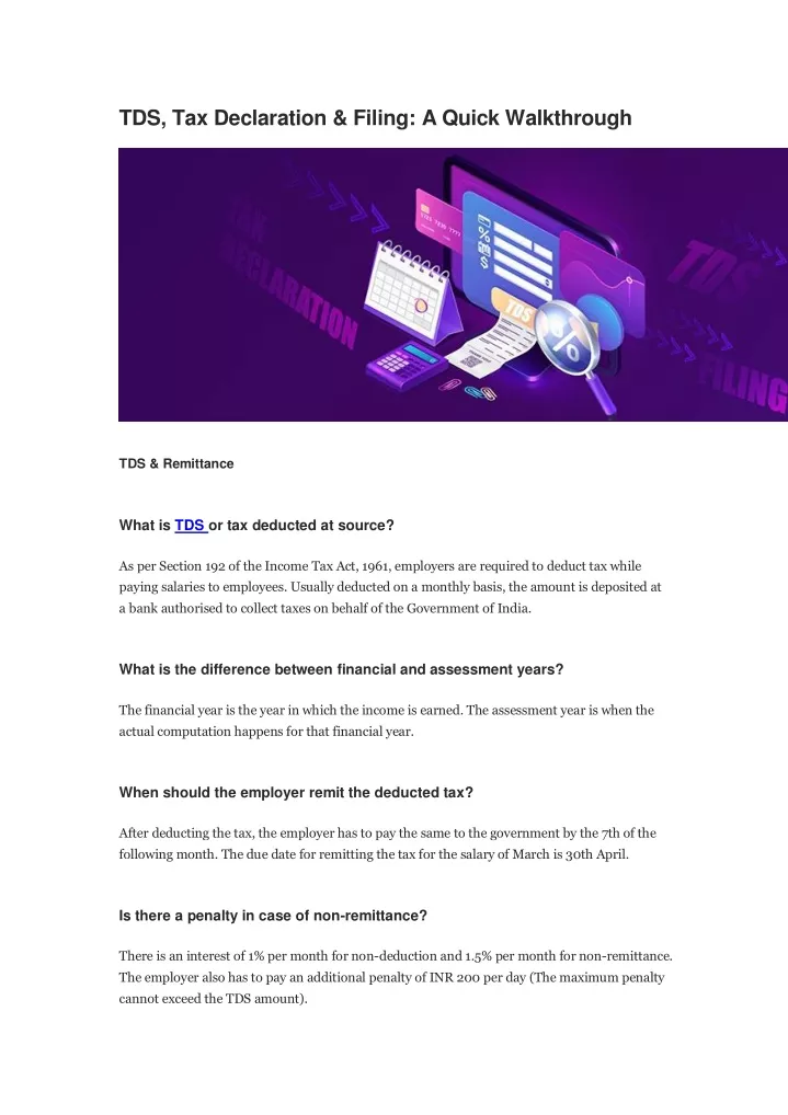tds tax declaration filing a quick walkthrough