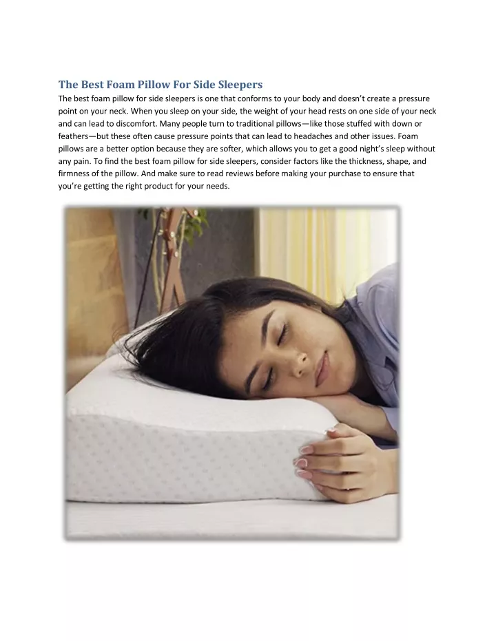 the best foam pillow for side sleepers the best