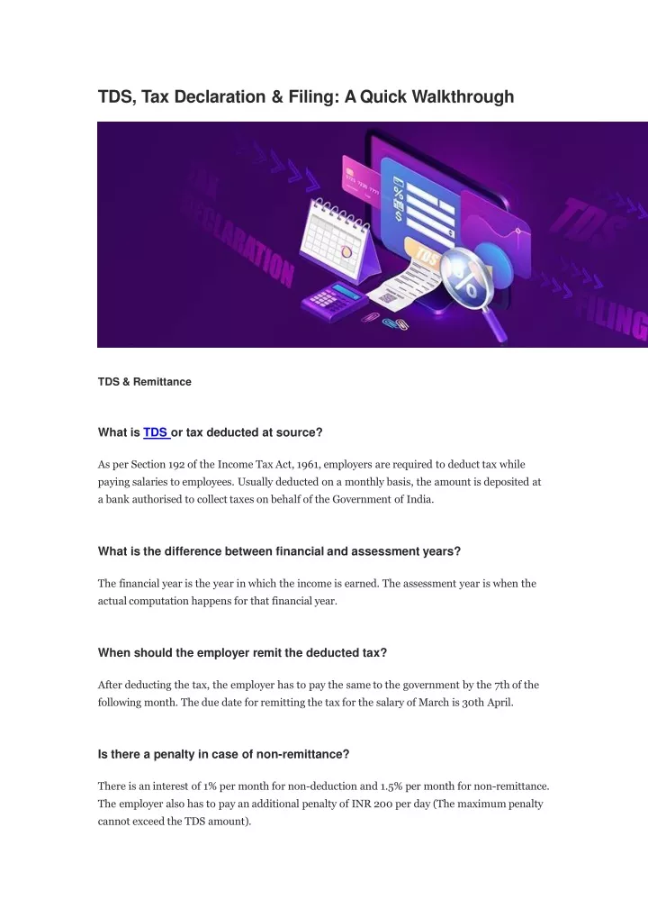 tds tax declaration filing a quick walkthrough