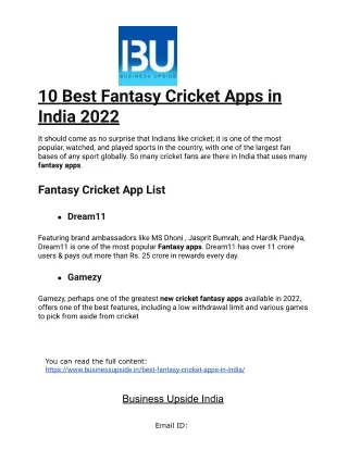 10 Best Fantasy Cricket Apps in