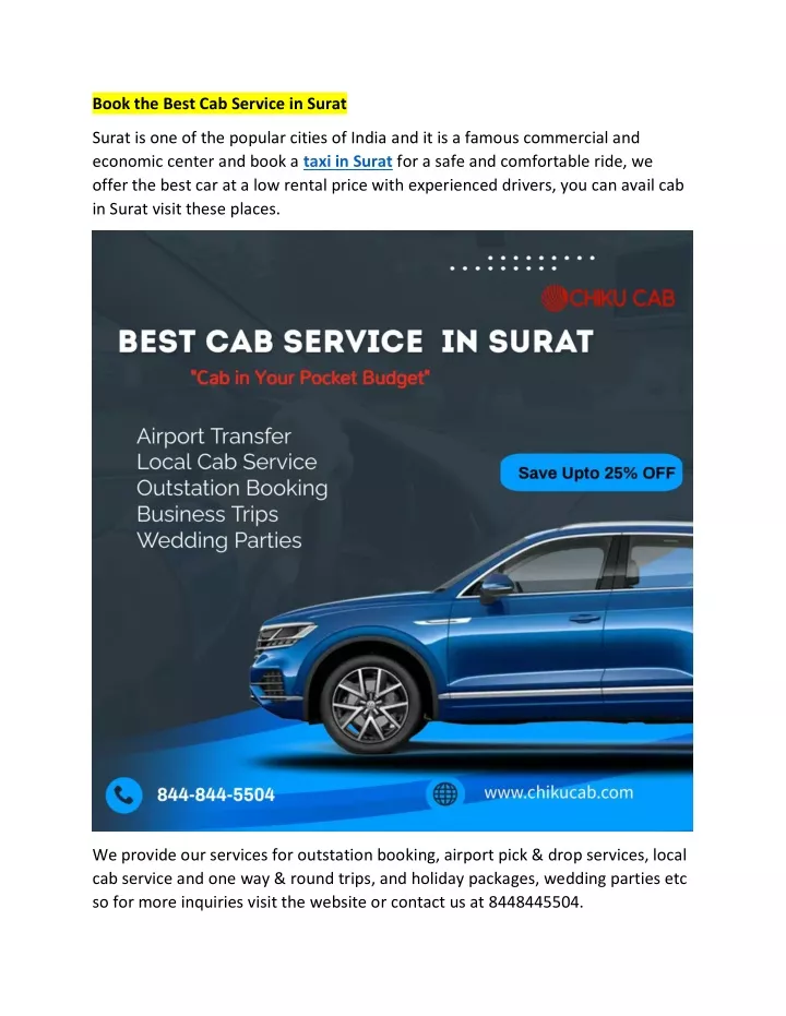 book the best cab service in surat