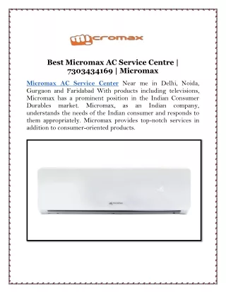 Best Micromax AC Service Centre