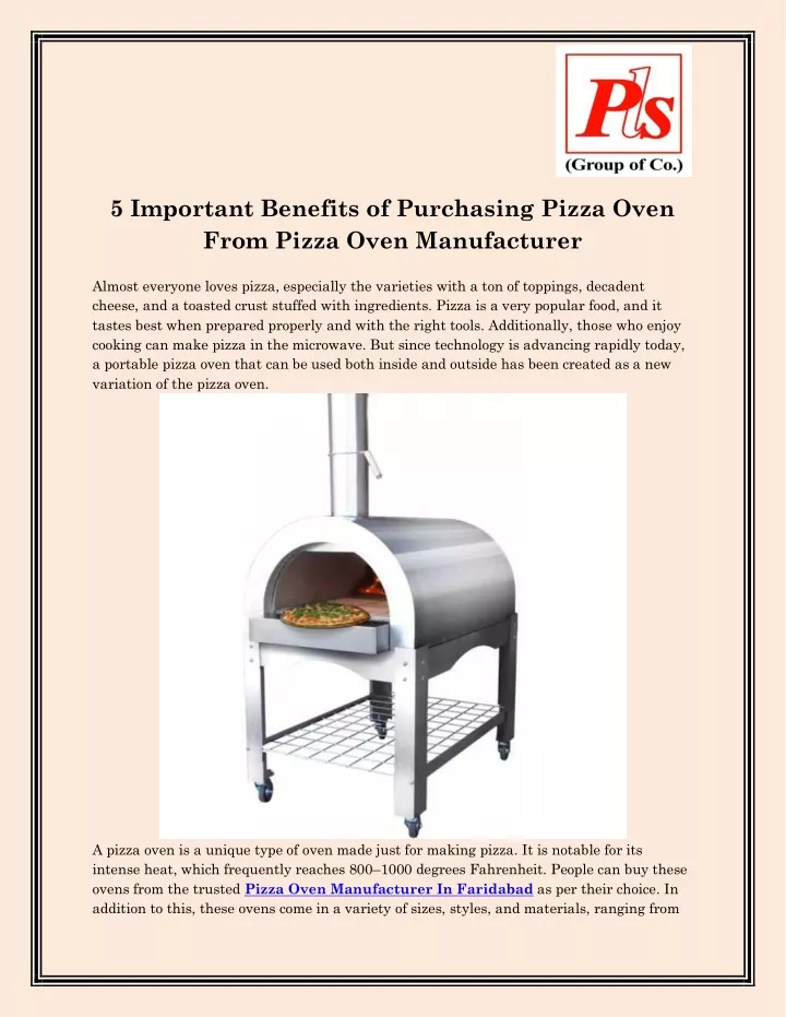 5 important benefits of purchasing pizza oven