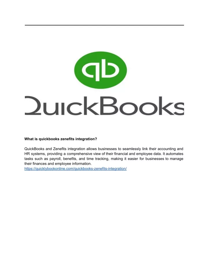 what is quickbooks zenefits integration