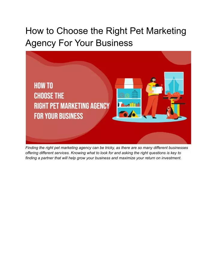 how to choose the right pet marketing agency