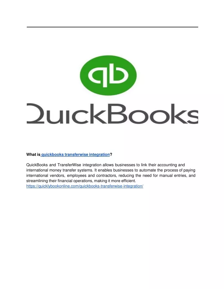 what is quickbooks transferwise integration