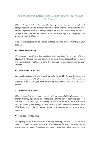 the benefits of industrial level led lighting