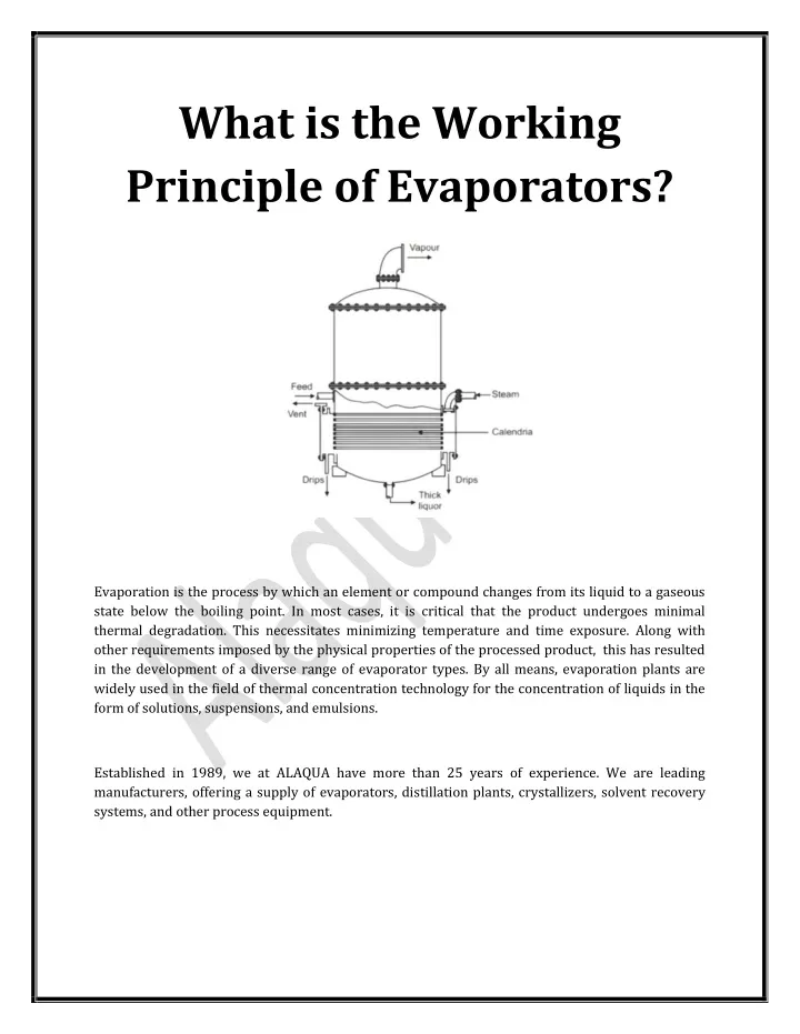 what is the working principle of evaporators