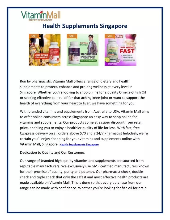 health supplements singapore