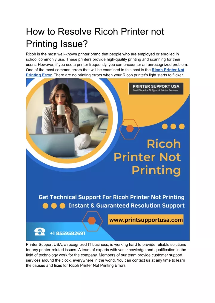 how to resolve ricoh printer not printing issue