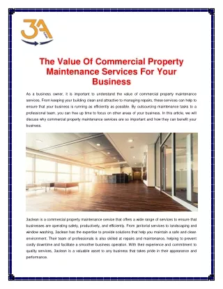 The Value Of Commercial Property Maintenance Services For Your Business