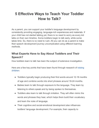 5 Effective Ways to Teach Your Toddler How to Talk-