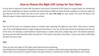 how to choose the right uvc lamps for your home