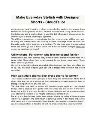 make everyday stylish with designer shorts