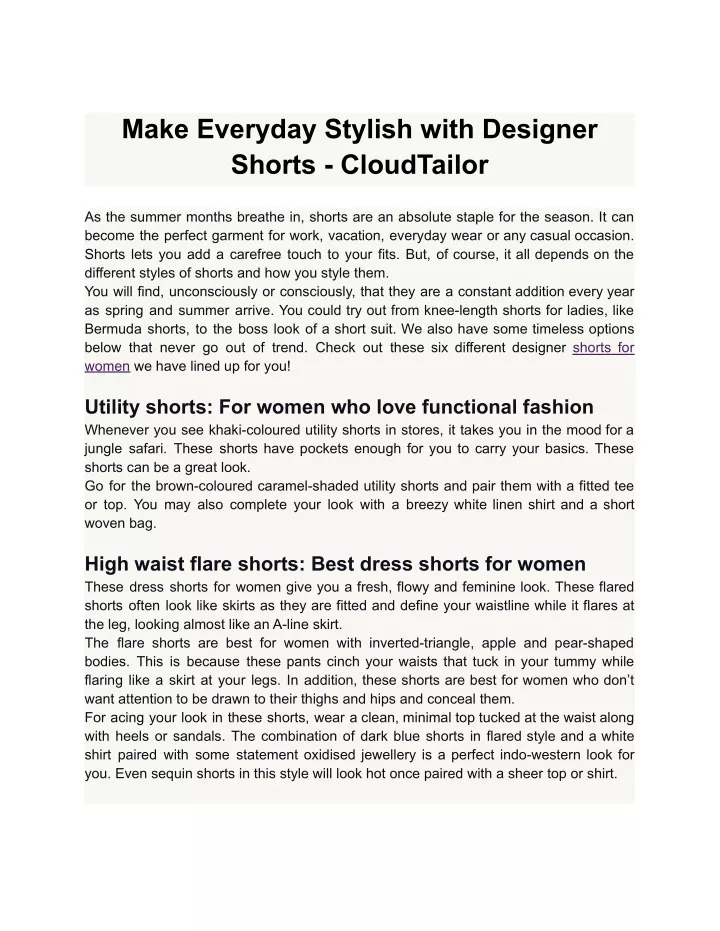 make everyday stylish with designer shorts