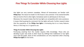 five things to consider while choosing hue lights