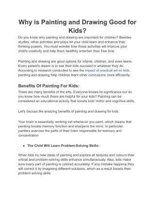 Why is Painting and Drawing Good for Kids_
