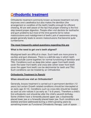About Orthodontic And It's Treatment