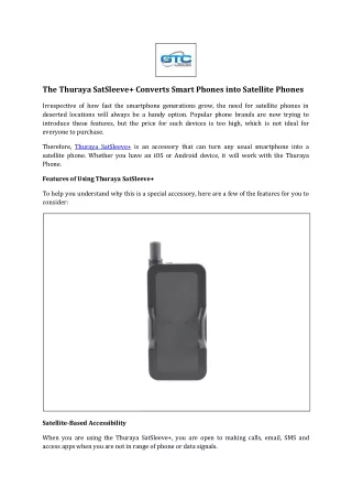 Thuraya SatSleeve  Converts Smart Phones into Satellite Phones