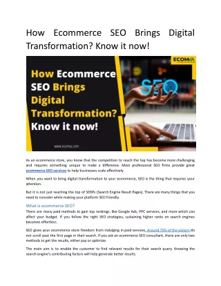 how ecommerce seo brings digital transformation
