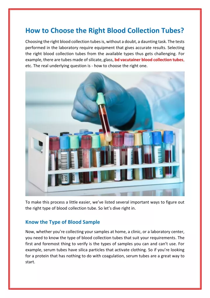 PPT - How to Choose the Right Blood Collection Tubes PowerPoint ...