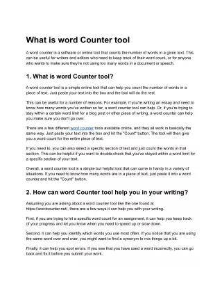 What is word Counter tool