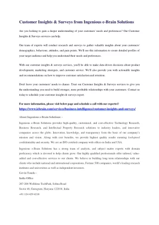 customer insights surveys from ingenious e brain
