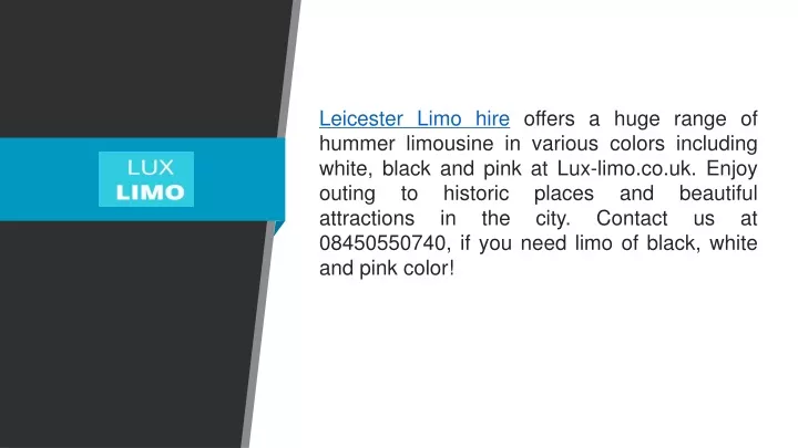 leicester limo hire offers a huge range of hummer