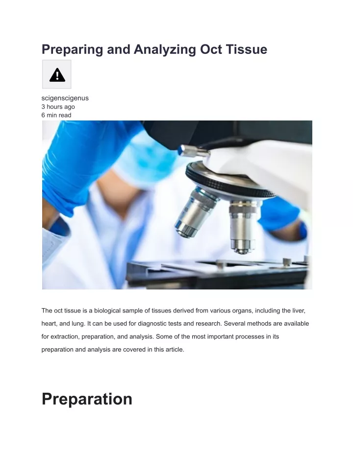 preparing and analyzing oct tissue