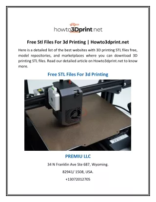 Free Stl Files For 3d Printing | Howto3dprint.net