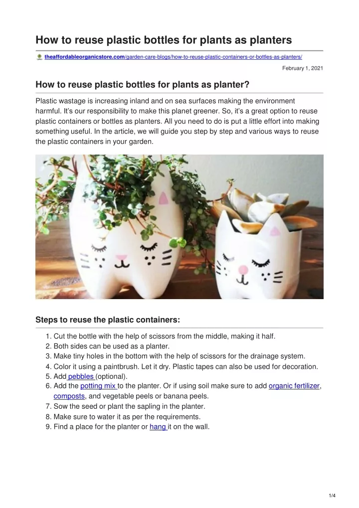 how to reuse plastic bottles for plants