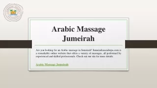 Arabic Massage Jumeirah | Jumeirahseasidespa.com