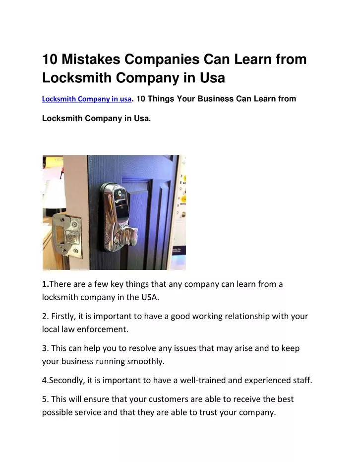10 mistakes companies can learn from locksmith