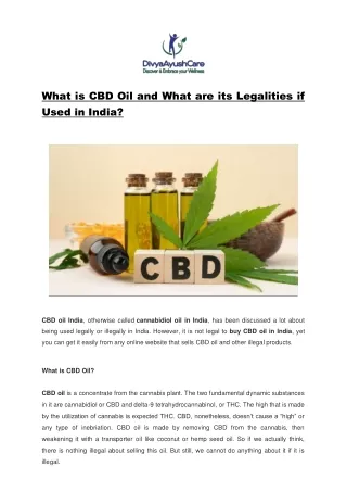 What is CBD Oil and What are its Legalities if Used in India?