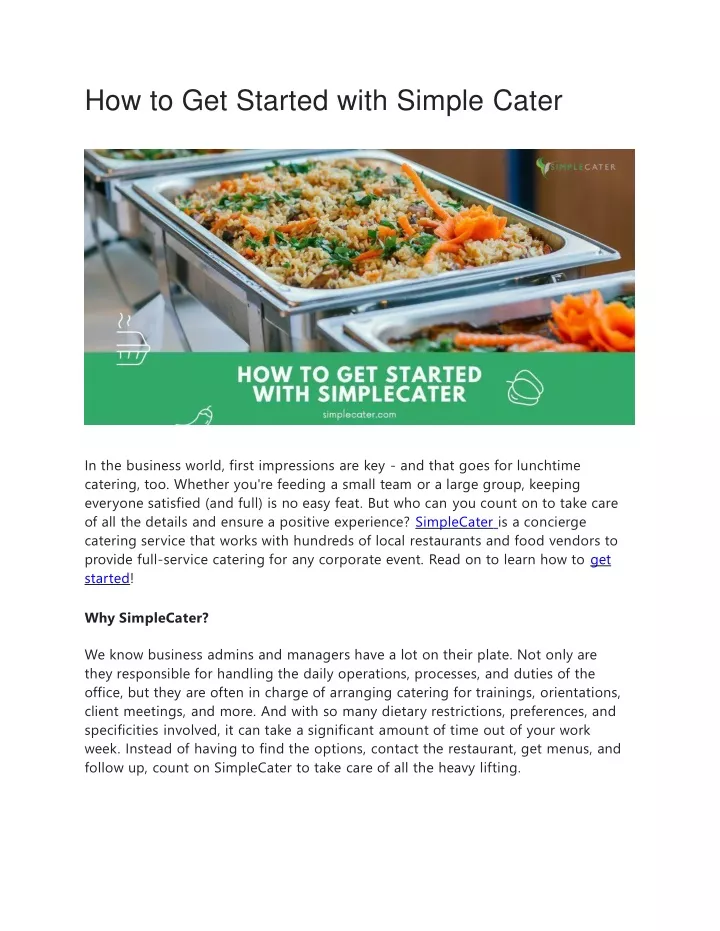 PPT - How to Get Started with Simple Cater PowerPoint Presentation