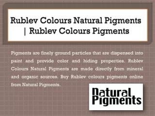 Rublev Colours Natural Pigments | Rublev Colours Pigments