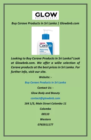 Buy Cerave Products in Sri Lanka  Glowbnb