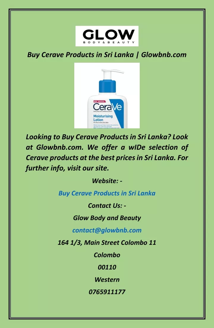 buy cerave products in sri lanka glowbnb com