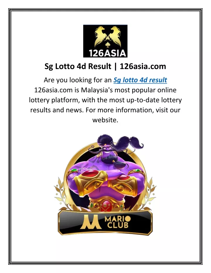 sg lotto 4d result 126asia com