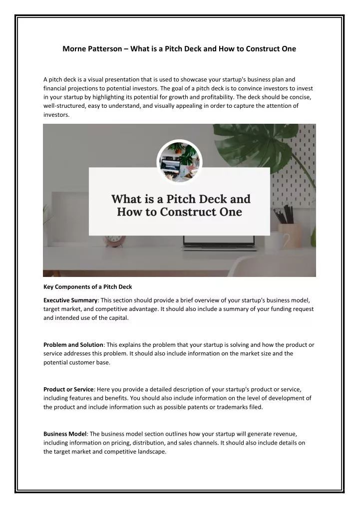 morne patterson what is a pitch deck