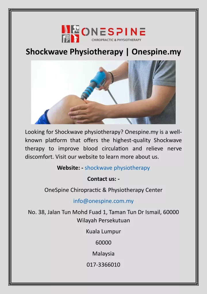 shockwave physiotherapy onespine my