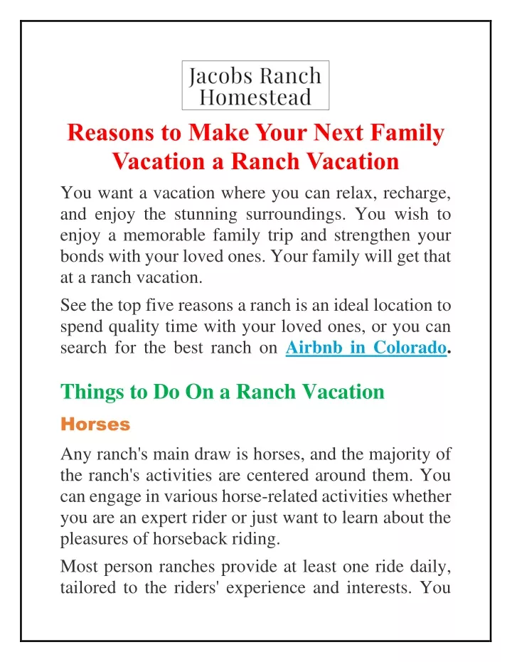 reasons to make your next family vacation a ranch
