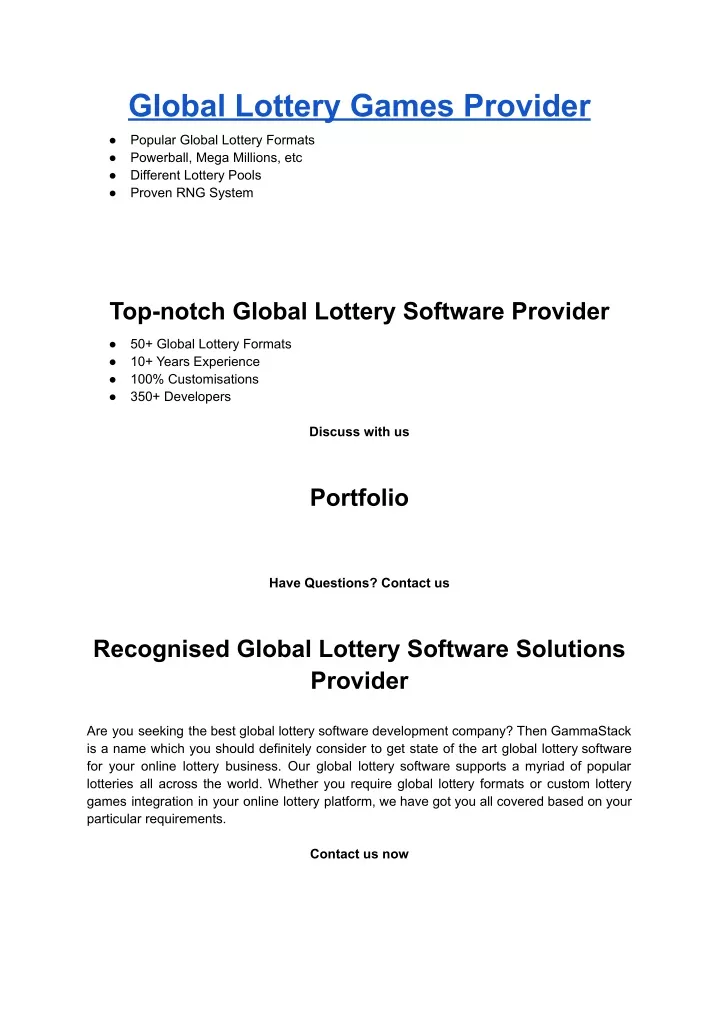 global lottery games provider