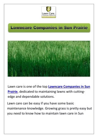 Lawncare Companies in Sun Prairie | A  Lawn Care