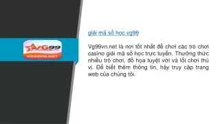 giải mã số học vg99  Vg99vn.net