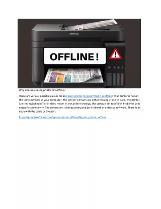 Why does my epson printer say offline?