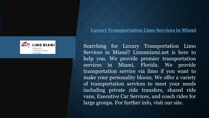 luxury transportation limo services in miami